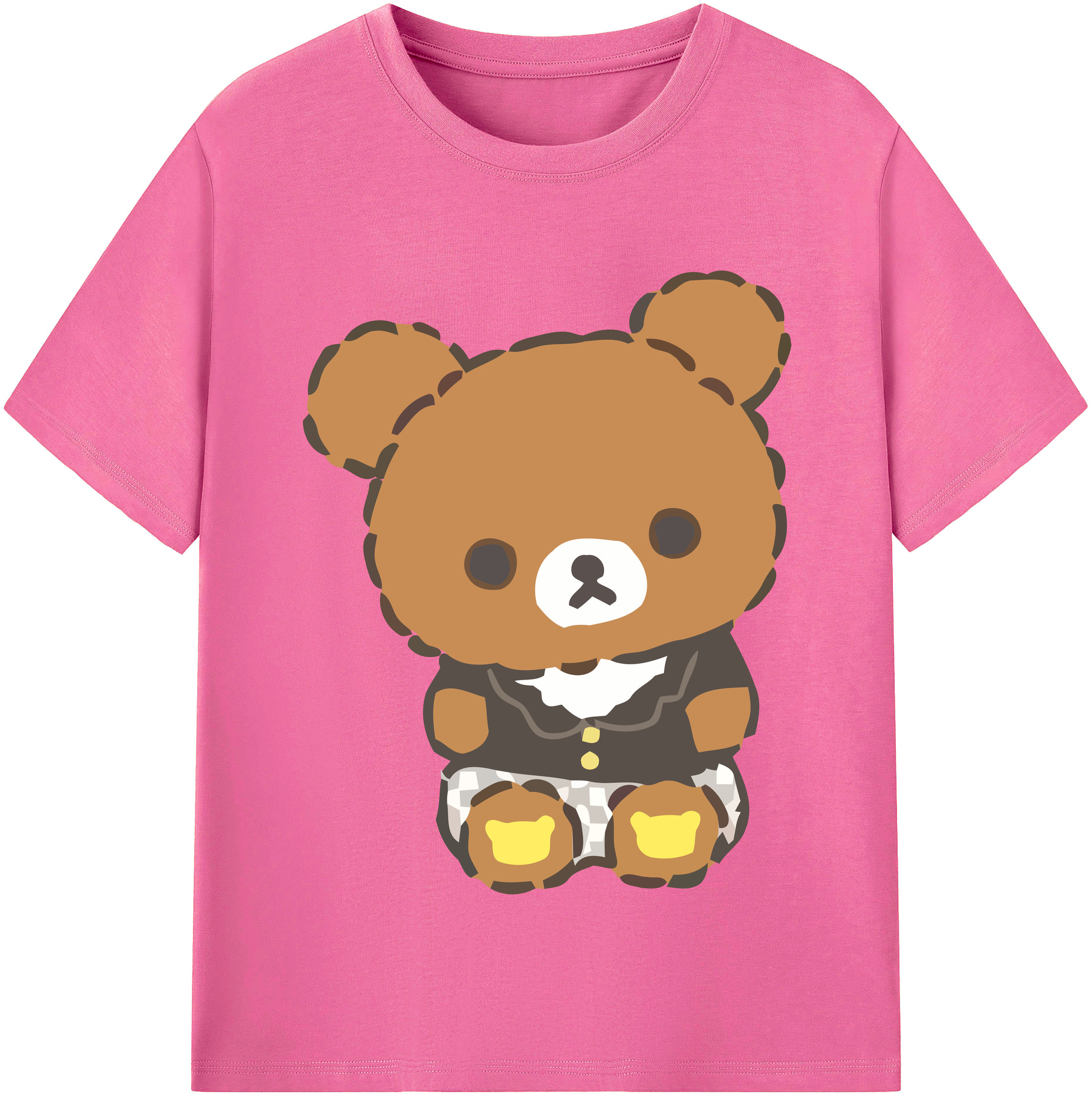 （画像用） リラックマ リラックマ キイロイトリ Rilakkuma Korilakkuma Kiiroitori レディースカジュアルプリントTシャツ（綿100％）